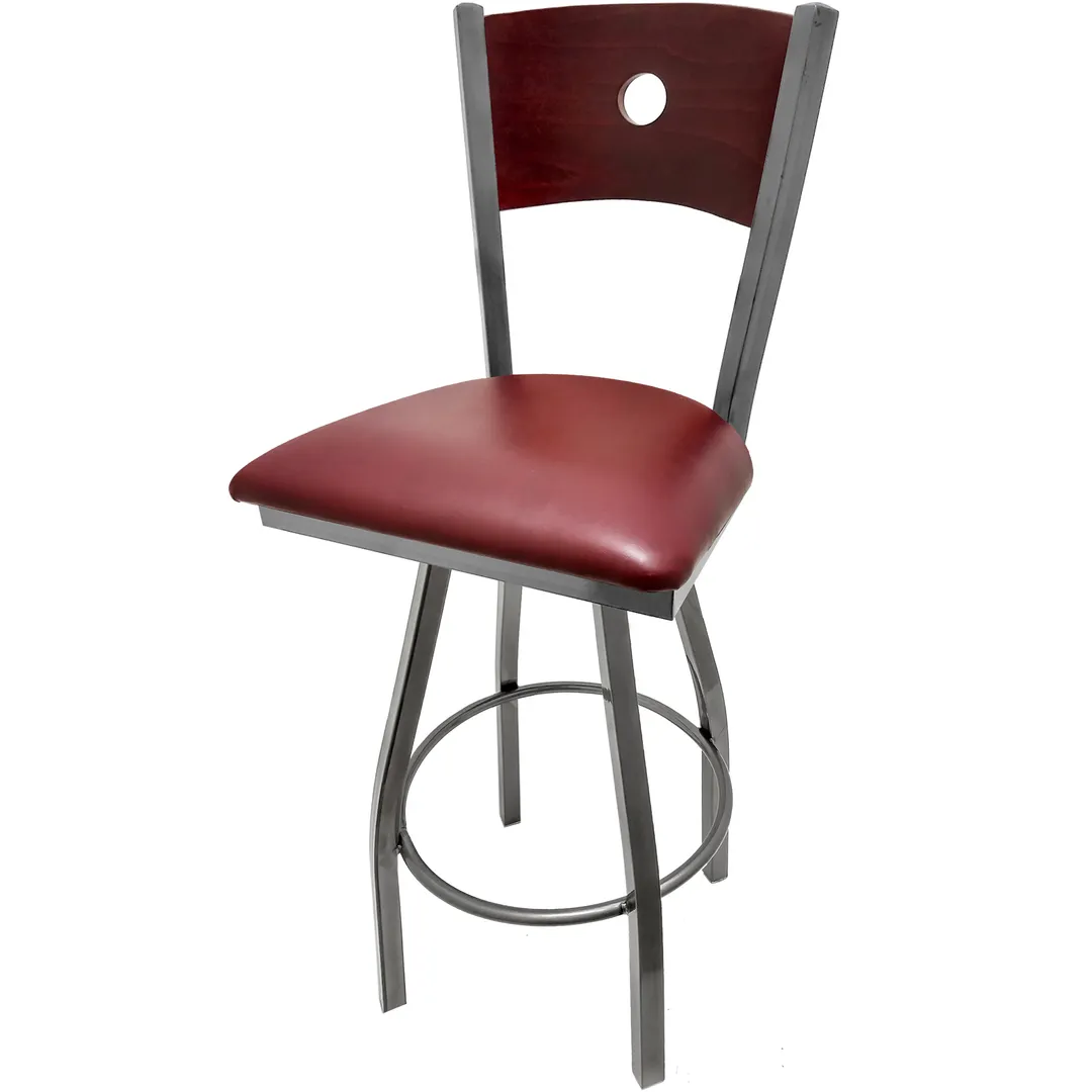 Oak Street SL2150-CCS-1S-B Swivel Bar Stool Birch Bullseye Back 1.2mm Steel Frame 1-1/4" Steel Tubing 4° Swivel