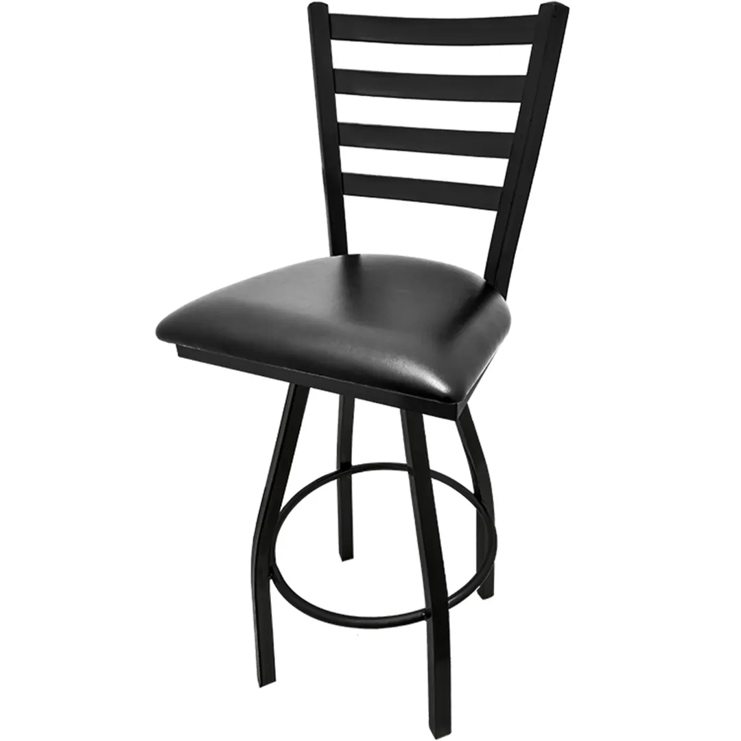Oak Street SL2301S Swivel Bar Stool, Ladder Back, Powder‑Coated Frame, 1‑1/4" Steel Tubing, Ball Bearings
