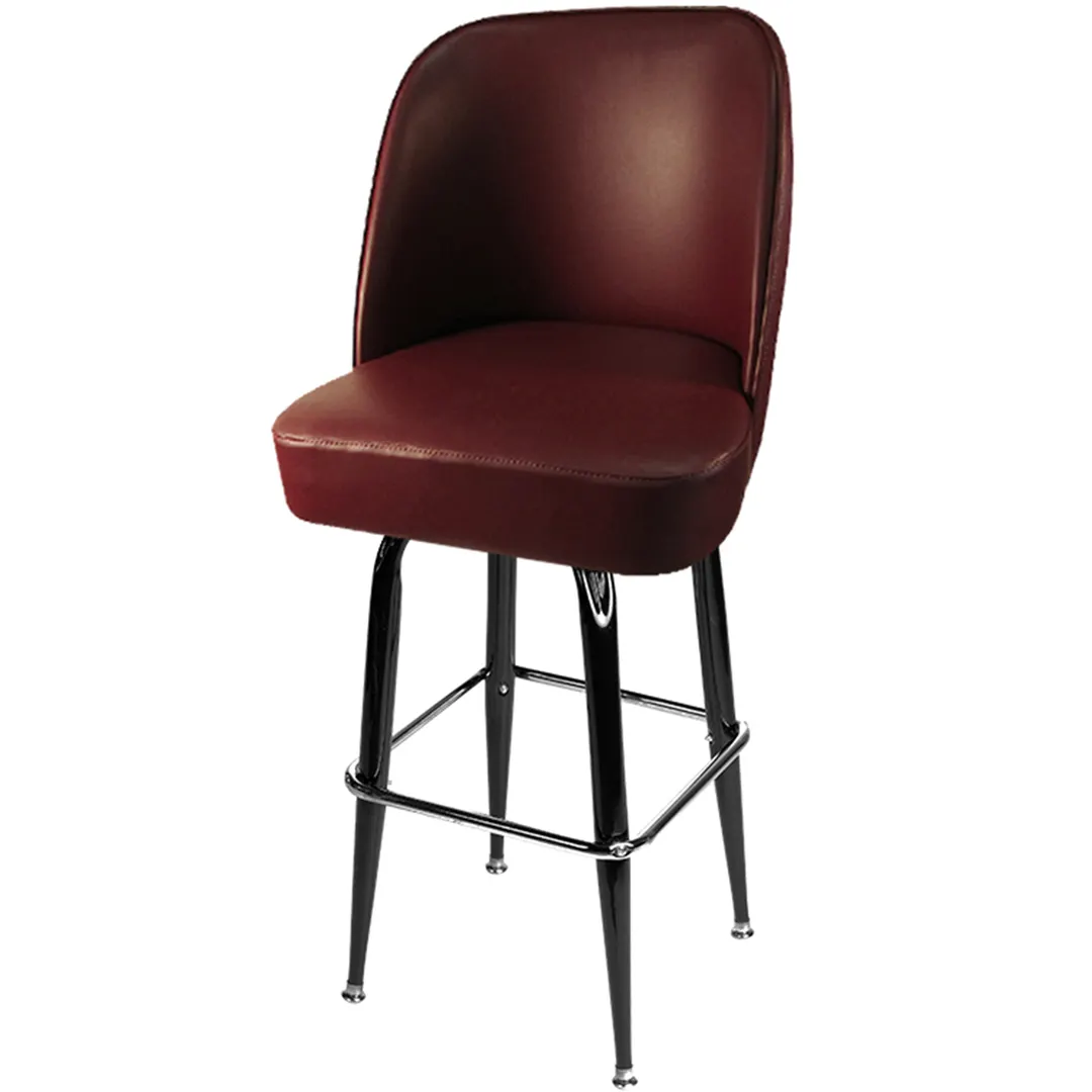 Oak Street SL3133-WINE Swivel Bar Stool – Black Square Frame, Upholstered Bucket Seat, 4° Slant