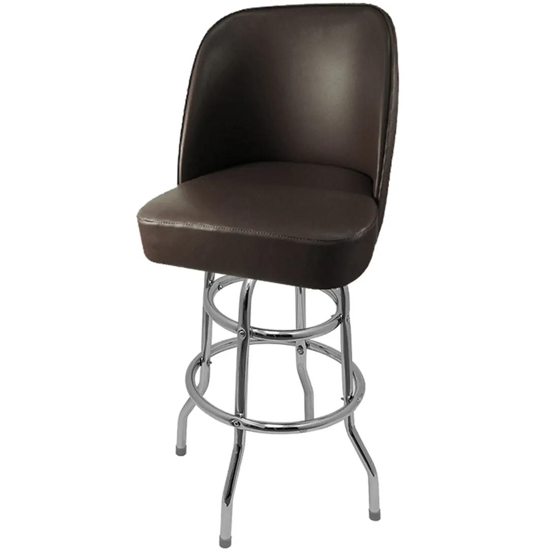 Oak Street SL3134-ESP Swivel Bar Stool – Espresso Vinyl Bucket Seat, 4-1/4" Cushion, Double Rung Chrome Frame