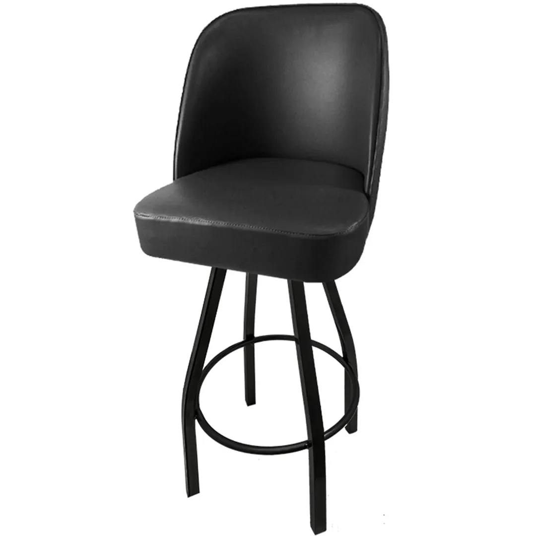 Oak Street SL3136-BLK Swivel Bar Stool – 4-1/4" Thick Black Vinyl Bucket Seat, Powder Coat Frame, Footring