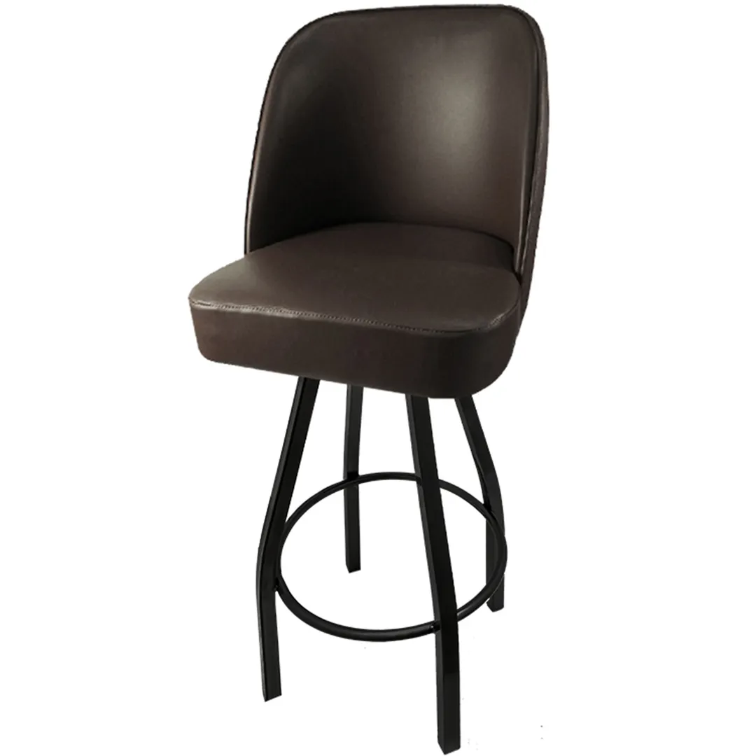 Oak Street SL3136-ESP Swivel Bar Stool – Bucket Seat, 4‑1/4" Thick, Black Powder Coat, Espresso Vinyl, Glides