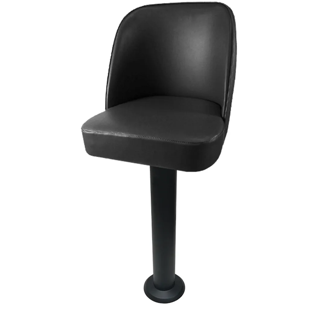 Oak Street SL6133DOM Swivel Bar Stool – Upholstered Bucket Seat, Powder Coat Black Pedestal, 51 Ball Bearings
