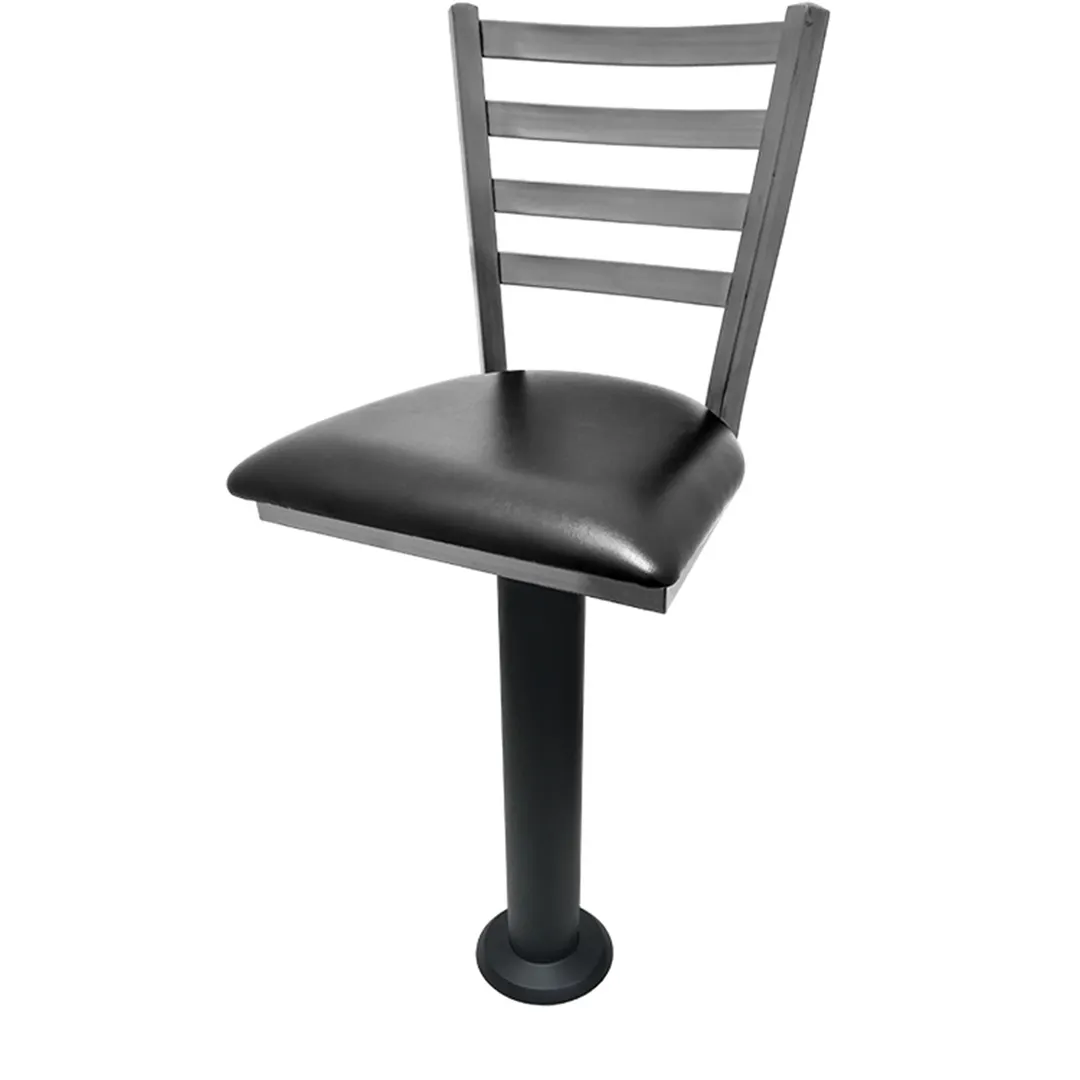 Oak Street SL6135C Swivel Bar Stool, Ladder Back Clear Coat, Black Powder Coat Pedestal, 51 Ball Bearings
