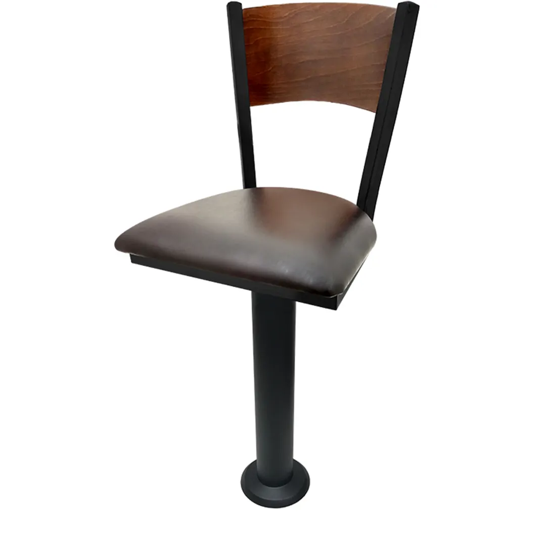 Oak Street SL6150-P Swivel Bar Stool, Solid Birch Plywood Back, Black Powder Coat Pedestal, Cut-Out Design