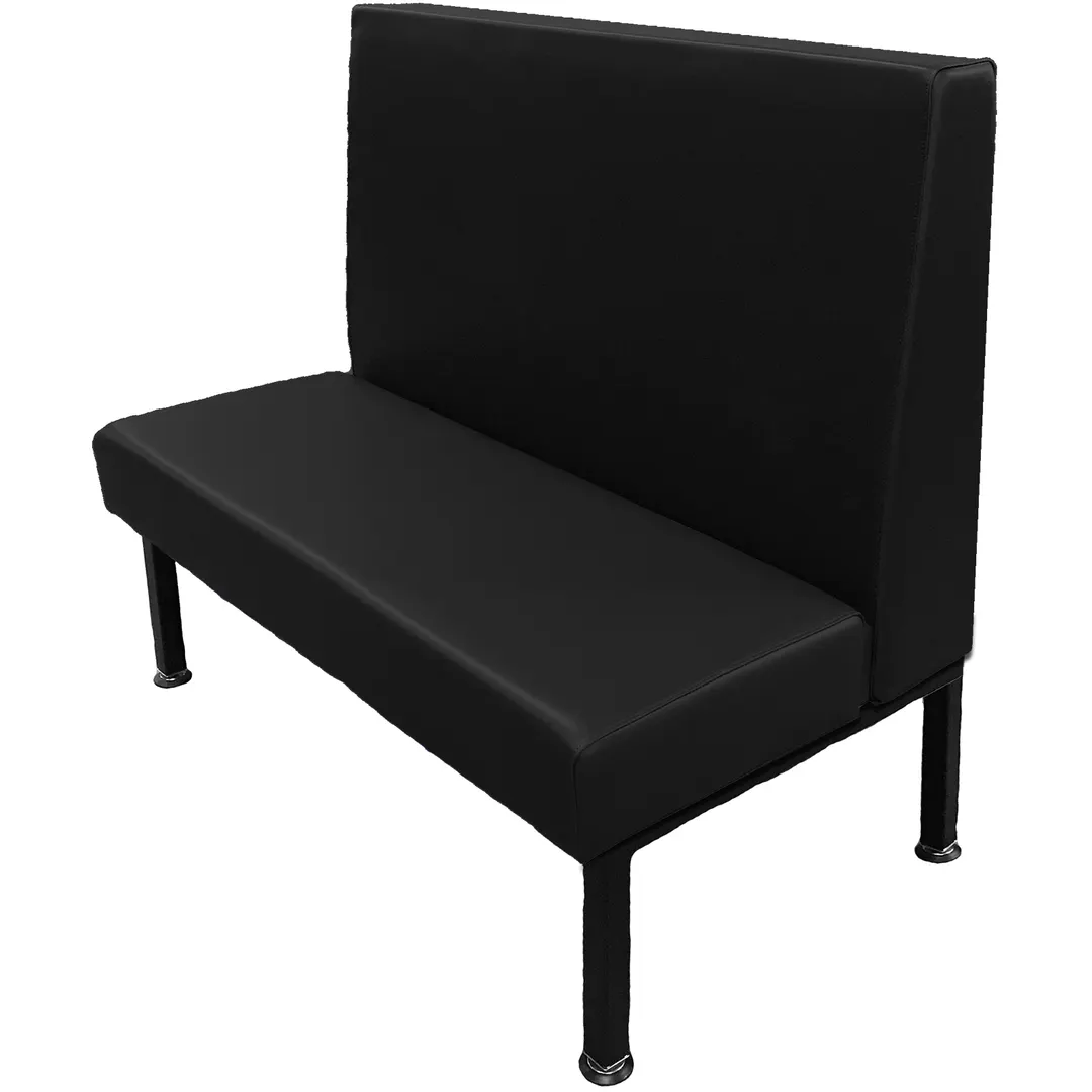 Oak Street US-4842-SGL Union Station Single Booth, 48L x 42H, Upholstered Back & Seat, Metal Frame, Black Vinyl