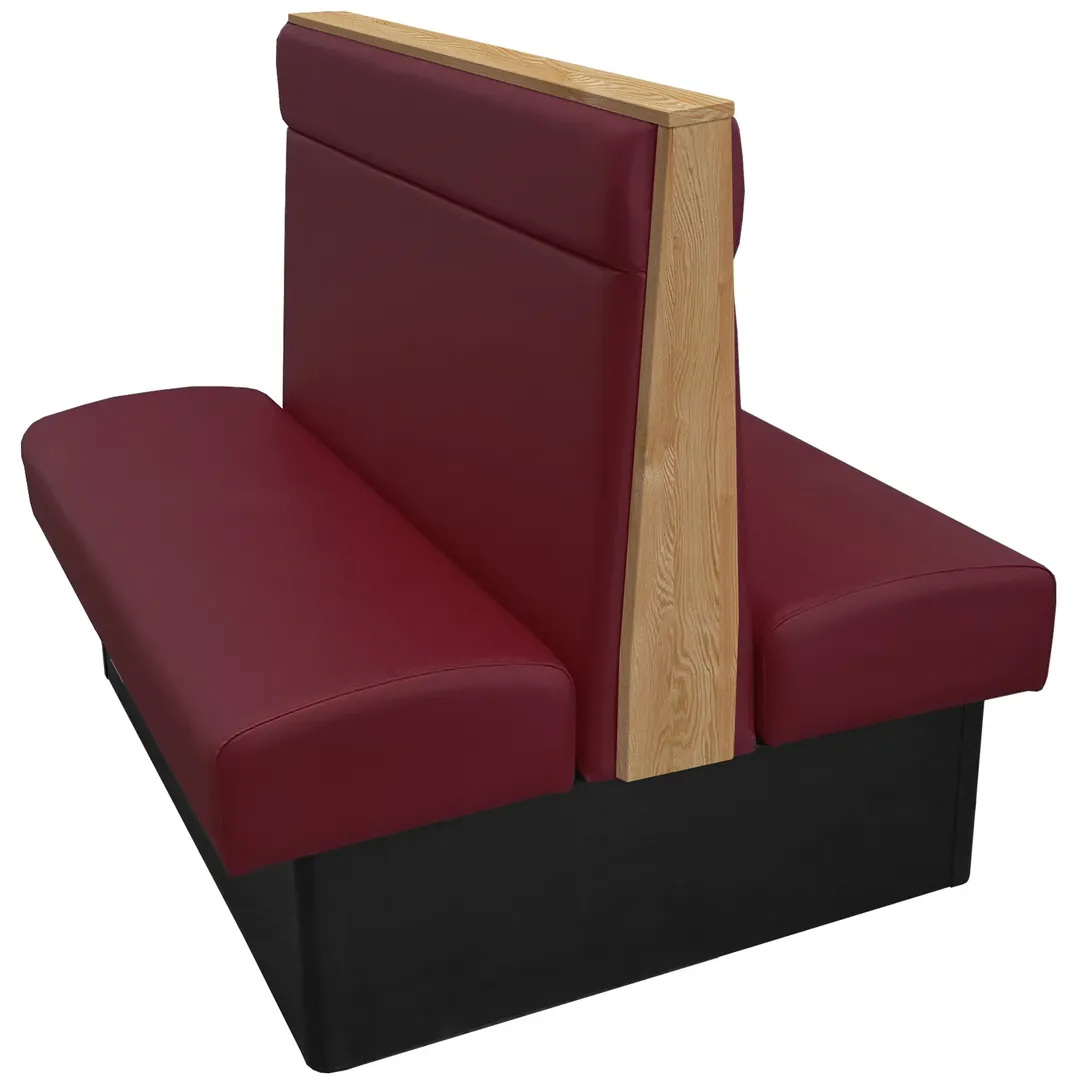 Oak Street VTR-6042-DBL 60" Double Plain Back Booth, Upholstered with Headroll, Stained Oak Top, 42" High