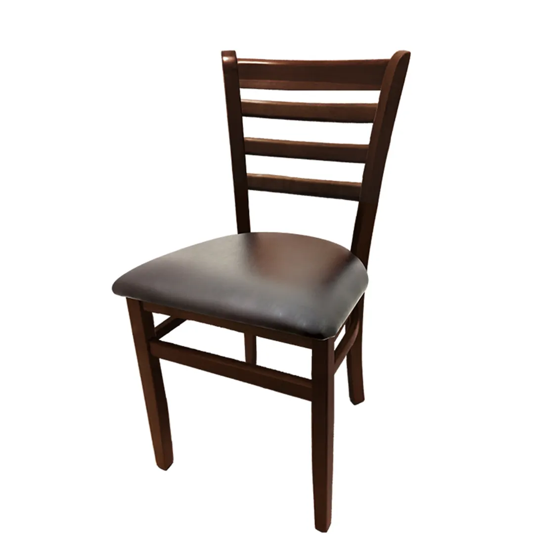 Oak Street WC101WA Indoor Solid Wood Dining Chair with Ladder Back and Walnut Wood Finish