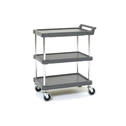Olympic J16UC3 Charcoal Gray 3-Shelf Utility Cart w/ 150 lb. Shelf and 400 lb. Cart Capacity