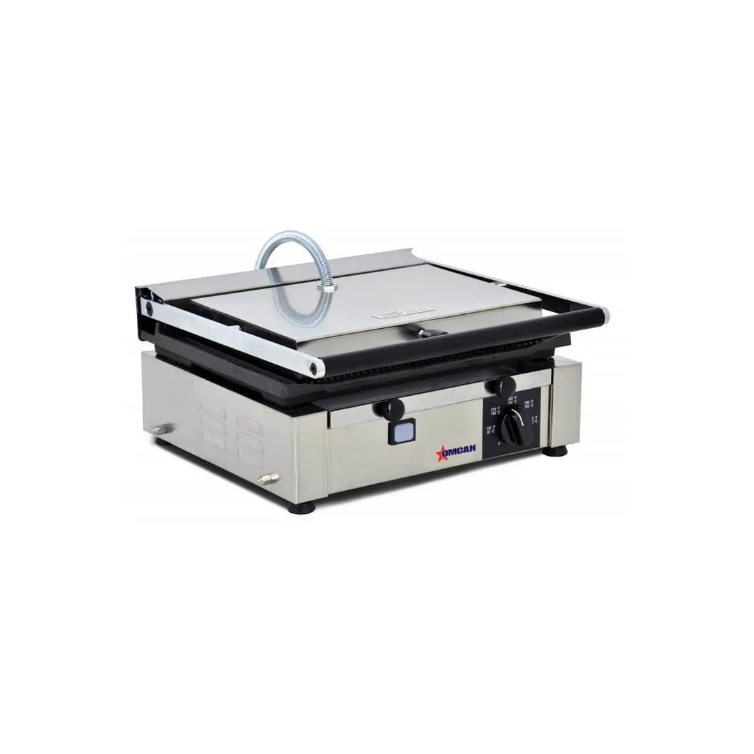 Omcan USA 11377 Single Sandwich Panini Grill w/ 14" x 10" Grooved Plates, 110V