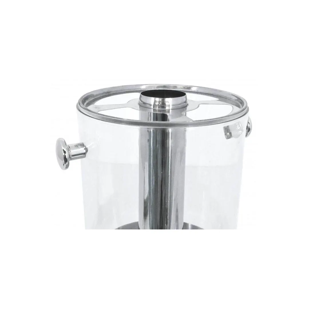 Omcan USA 19480 Triple Juice Dispenser – 3x8‑Qt Clear Tanks, Metal Base, Ice Tubes, Taps & Tray