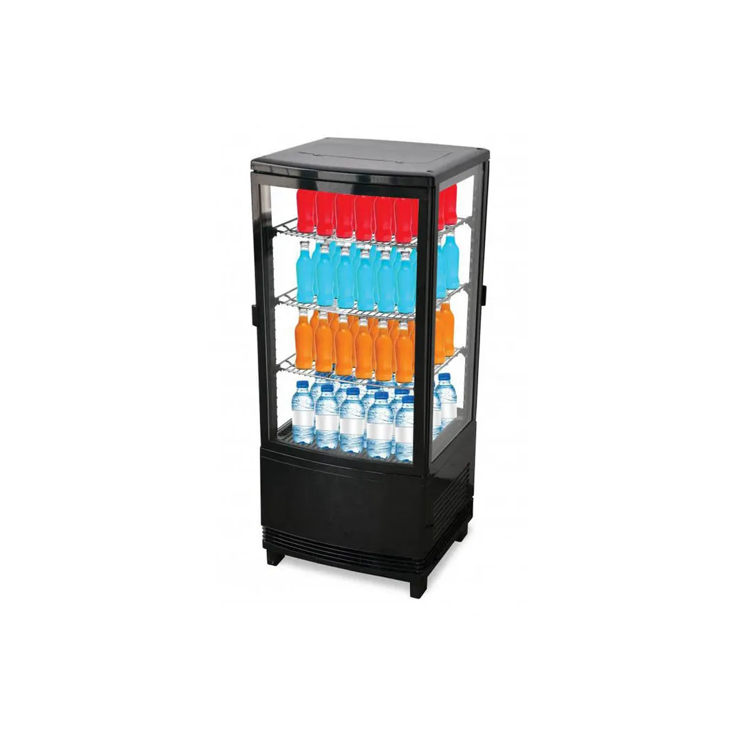 Omcan USA 25827 16" Self Service Countertop Refrigerated Display Case with Hinged Glass Door, 3 Shelves - 3 cu. ft. / 190 w