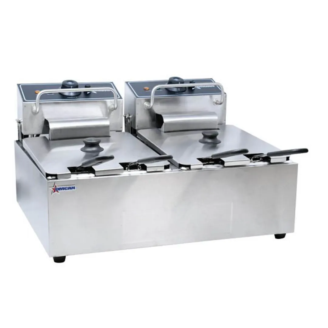 Omcan USA 34868 Split Pot Countertop Electric Fryer w/ 4 Baskets, 12-Liter Capacity, 110V