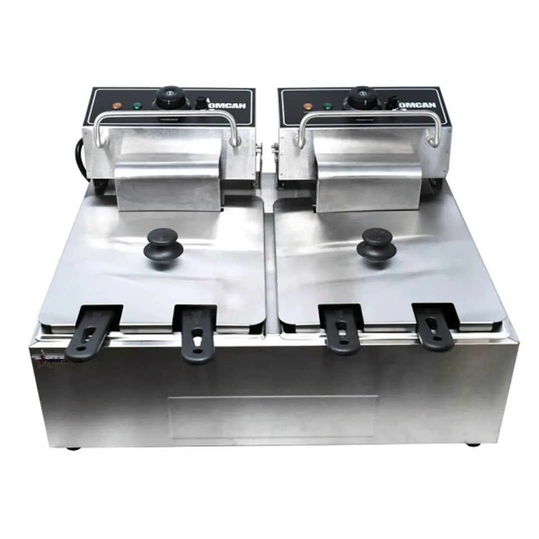 Omcan USA 34868 Split Pot Countertop Electric Fryer w/ 4 Baskets, 12-Liter Capacity, 110V