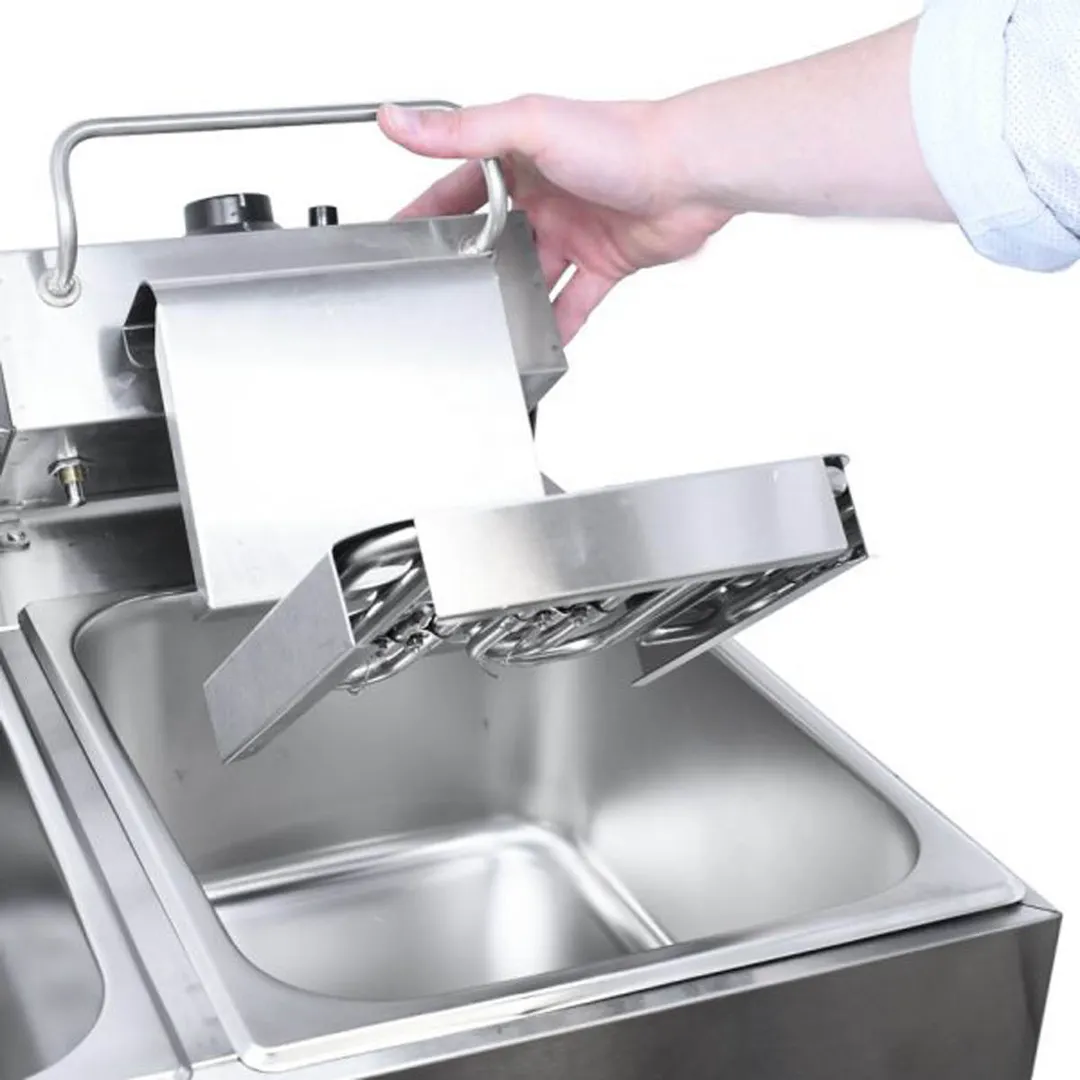 Omcan USA 34868 Split Pot Countertop Electric Fryer w/ 4 Baskets, 12-Liter Capacity, 110V