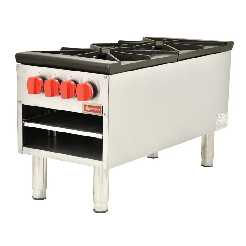 Omcan USA 37529 18" Natural Gas Stock Pot Range w/ (2) Three Ring Burners, Front to Back Design, LP Conversion Kit Included, Manual Controls, 200.000 BTU