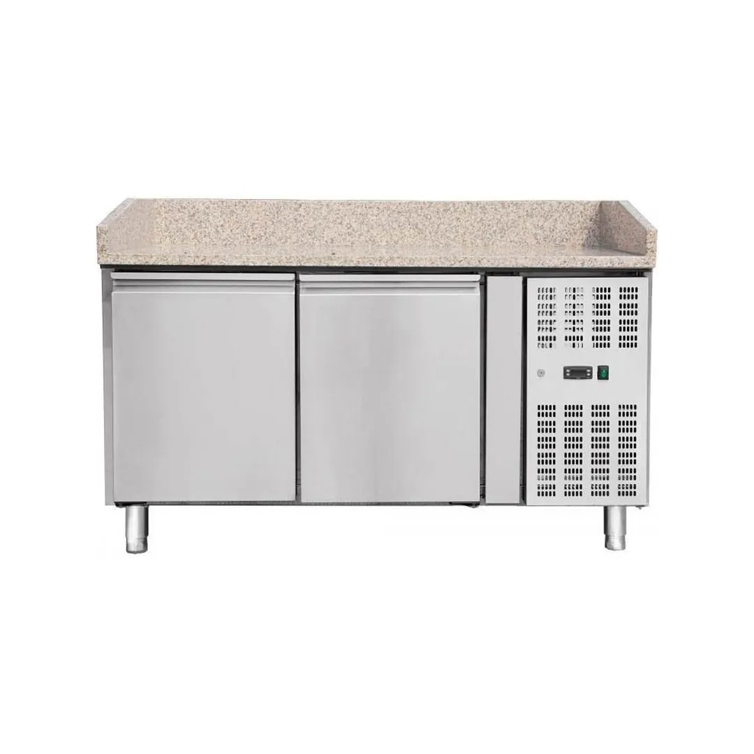 Omcan USA 39592 59" 2 Doors Refrigerated Pizza Prep Table w/ Granite Top, 13.8 cu. ft.