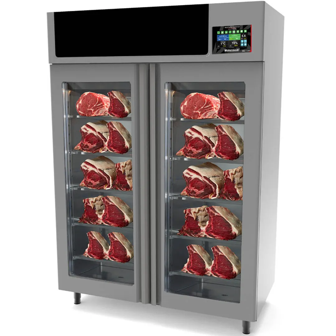 Omcan USA 41187 MaturMeat Meat Dry Aging Cabinet – 58″, 200 kg, 10 Shelves, Glass Door, 14°F–158°F, 4.14 kW 220 V