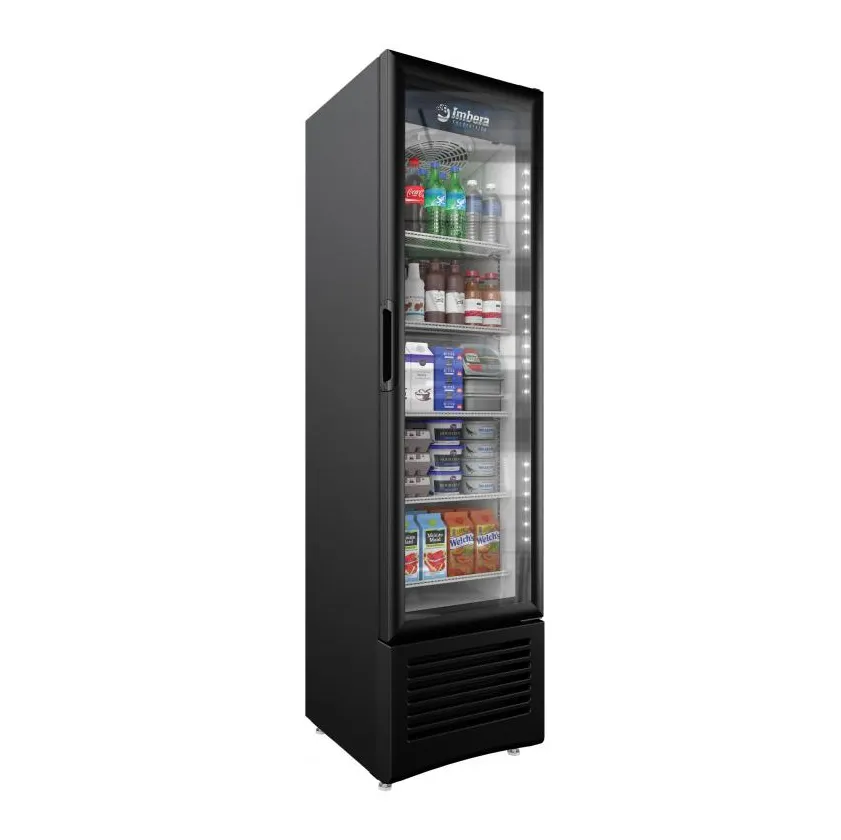 Omcan USA 41215 19" 1-Section Merchandiser Refrigerator w/ Glass Door, in Black, 7.7 cu. ft.