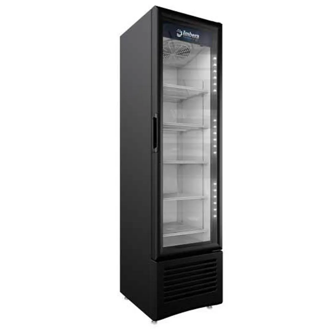 Omcan USA 41215 19" 1-Section Merchandiser Refrigerator w/ Glass Door, in Black, 7.7 cu. ft.