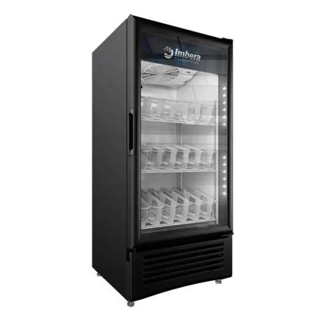 Omcan USA 41216 24" 1-Section Merchandiser Refrigerator w/ Glass Door, in Black, 8.9 cu. ft.