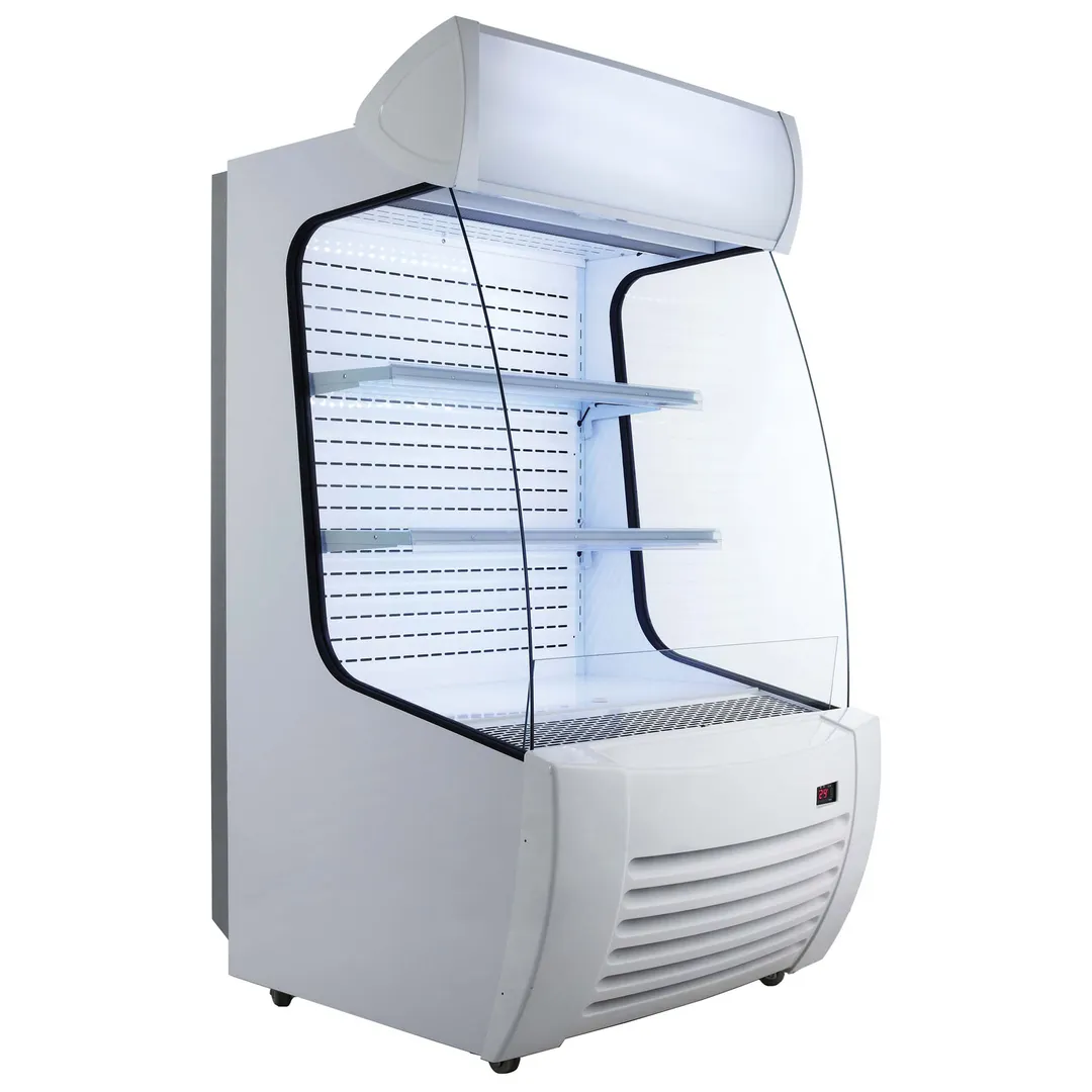 Omcan USA 41465 37" Open Air Refrigerated Display Case in White, 2 Shelves, 12.71 cu.ft.