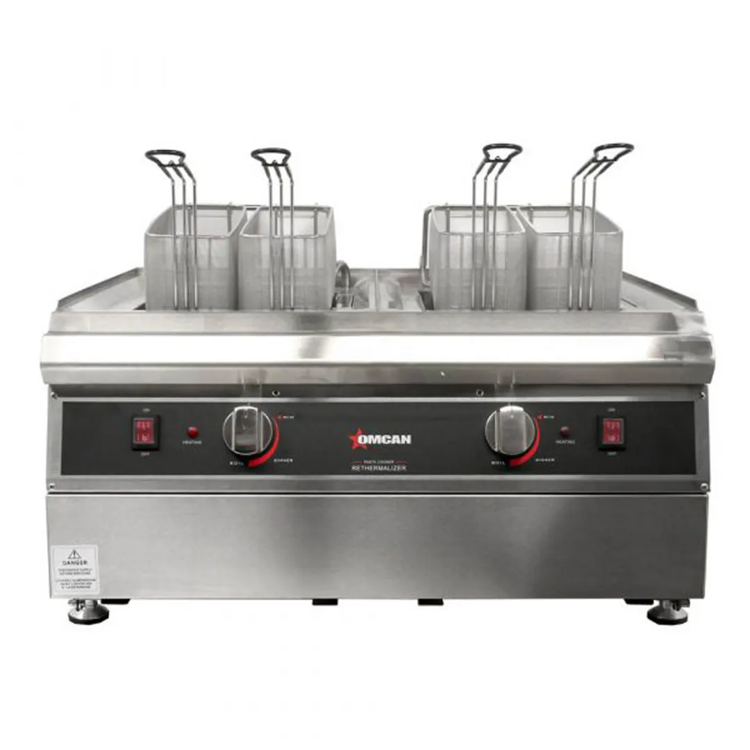 Omcan USA 41883 4.74 Gallon-18 Liter Countertop Electric Pasta Cooker, 2 Tanks, 240V, 7200W