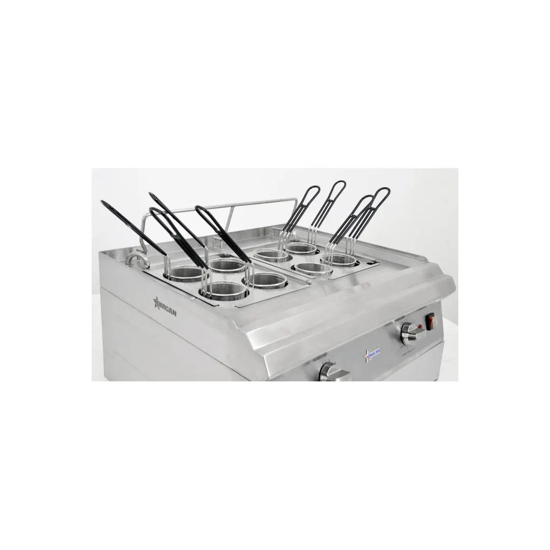 Omcan USA 41883 4.74 Gallon-18 Liter Countertop Electric Pasta Cooker, 2 Tanks, 240V, 7200W