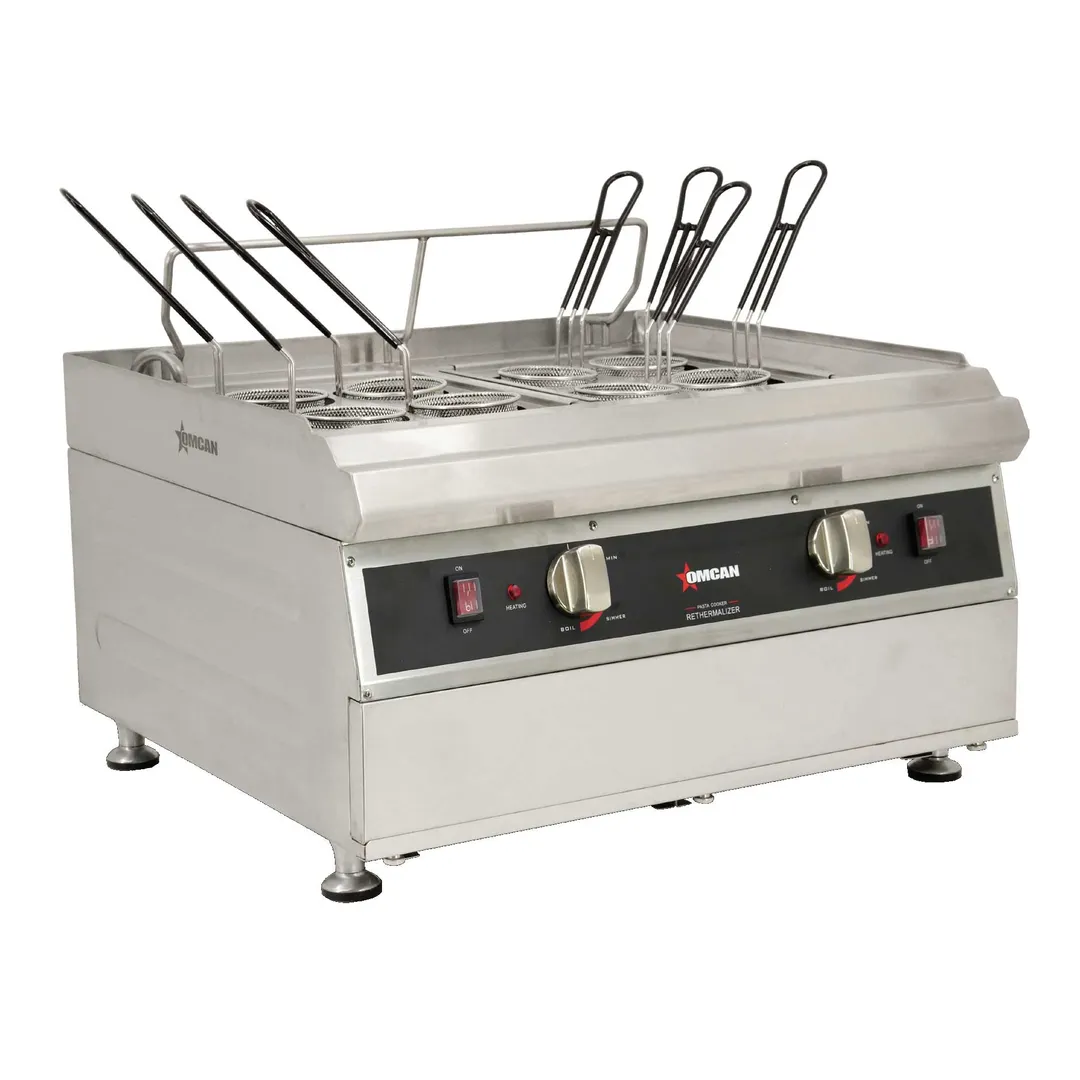 Omcan USA 41883 4.74 Gallon-18 Liter Countertop Electric Pasta Cooker, 2 Tanks, 240V, 7200W