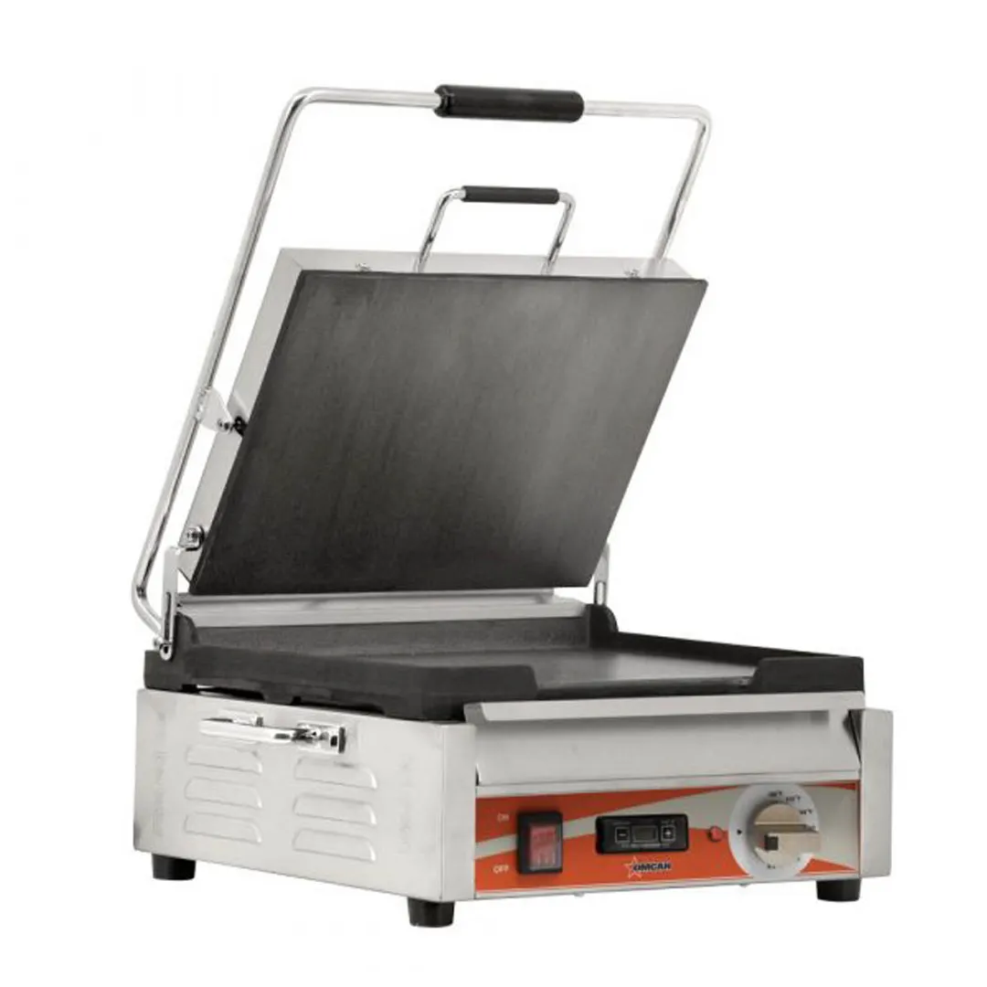 Omcan USA 42911 Single Sandwich Panini Grill w/ Timer, 15" x 12" Smooth Plates, 120V