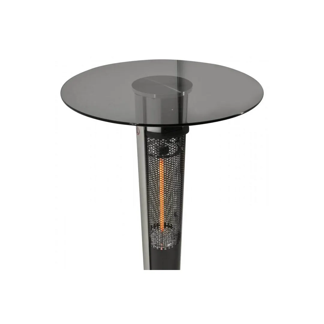 Omcan USA 43123 Heated Patio Table, 23.5in Glass Top, Electric, Anodized Aluminum Frame, IP55