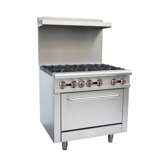 Omcan USA 43151 36" Natural Gas Restaurant Range w/ (6) Open Burners, (1) Standard Oven, 211.000 BTU
