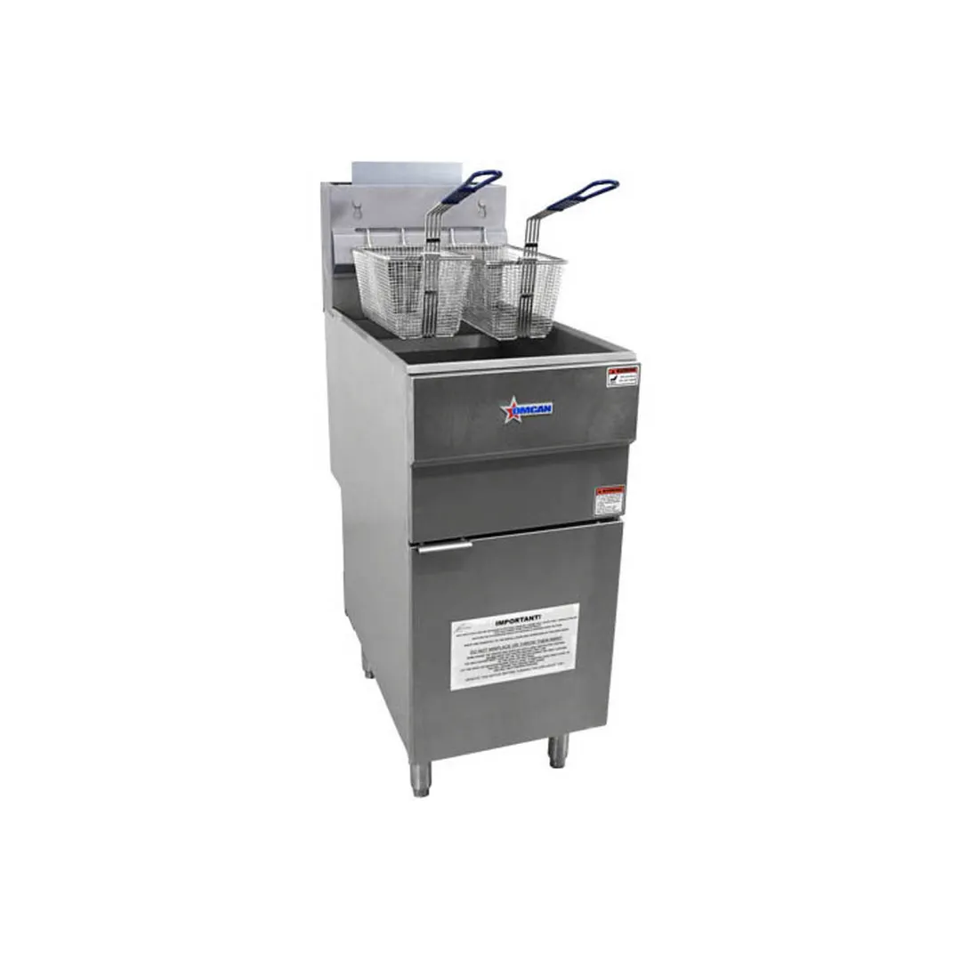 Omcan USA 43422 Full Pot Floor Model LP Gas Fryer, 35-40 lbs, 90.000 BTU