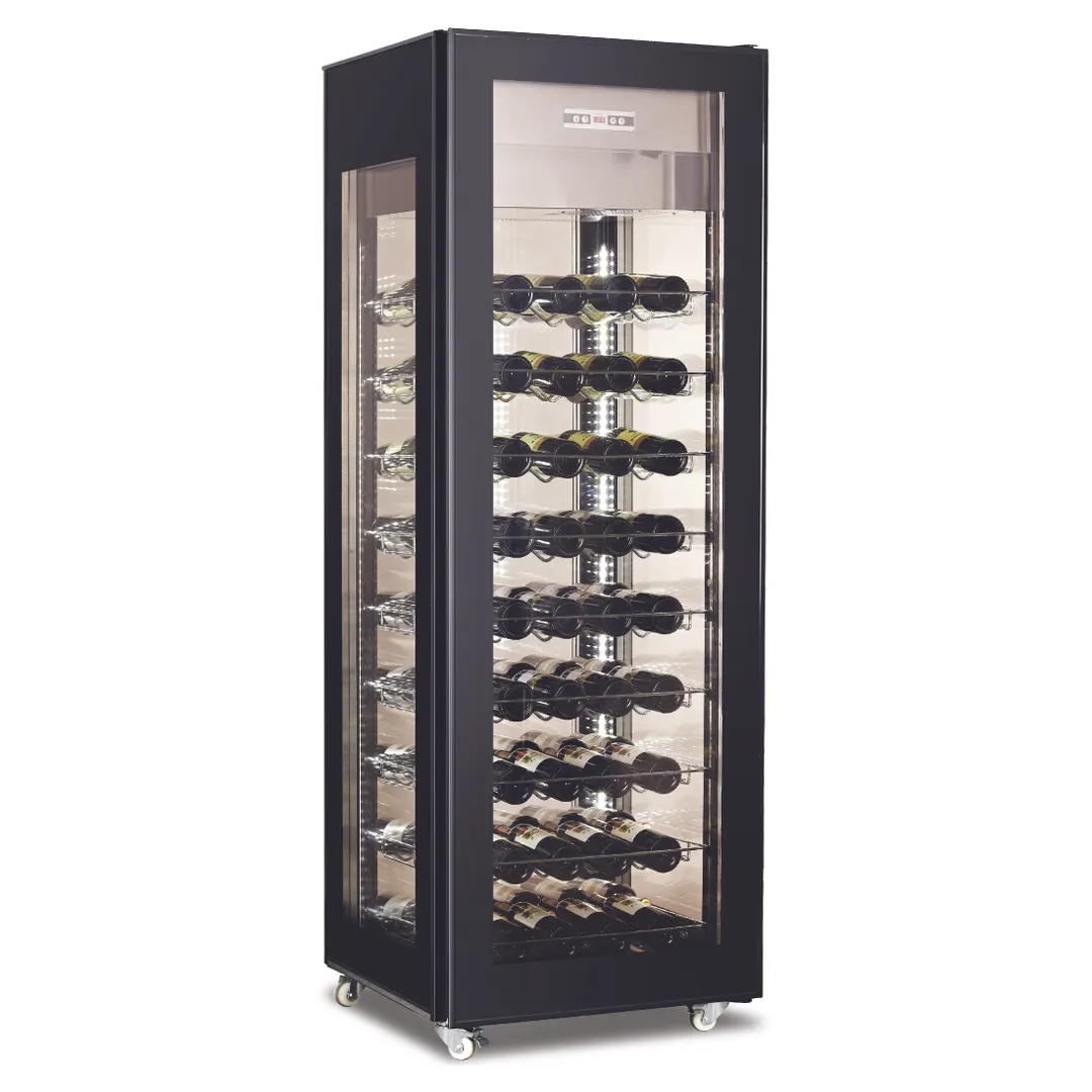 Omcan USA 43458 26" Glass Door Wine Merchandiser, Single Temperature, 81 Bottles