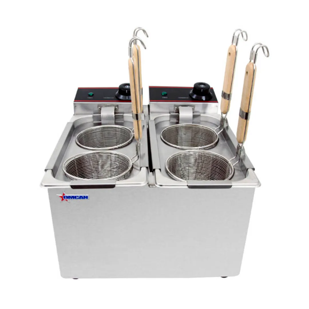 Omcan USA 43558 2.12 Gallon-8 Liter Countertop Electric Pasta Cooker, 2 Tanks, 240V, 2400W