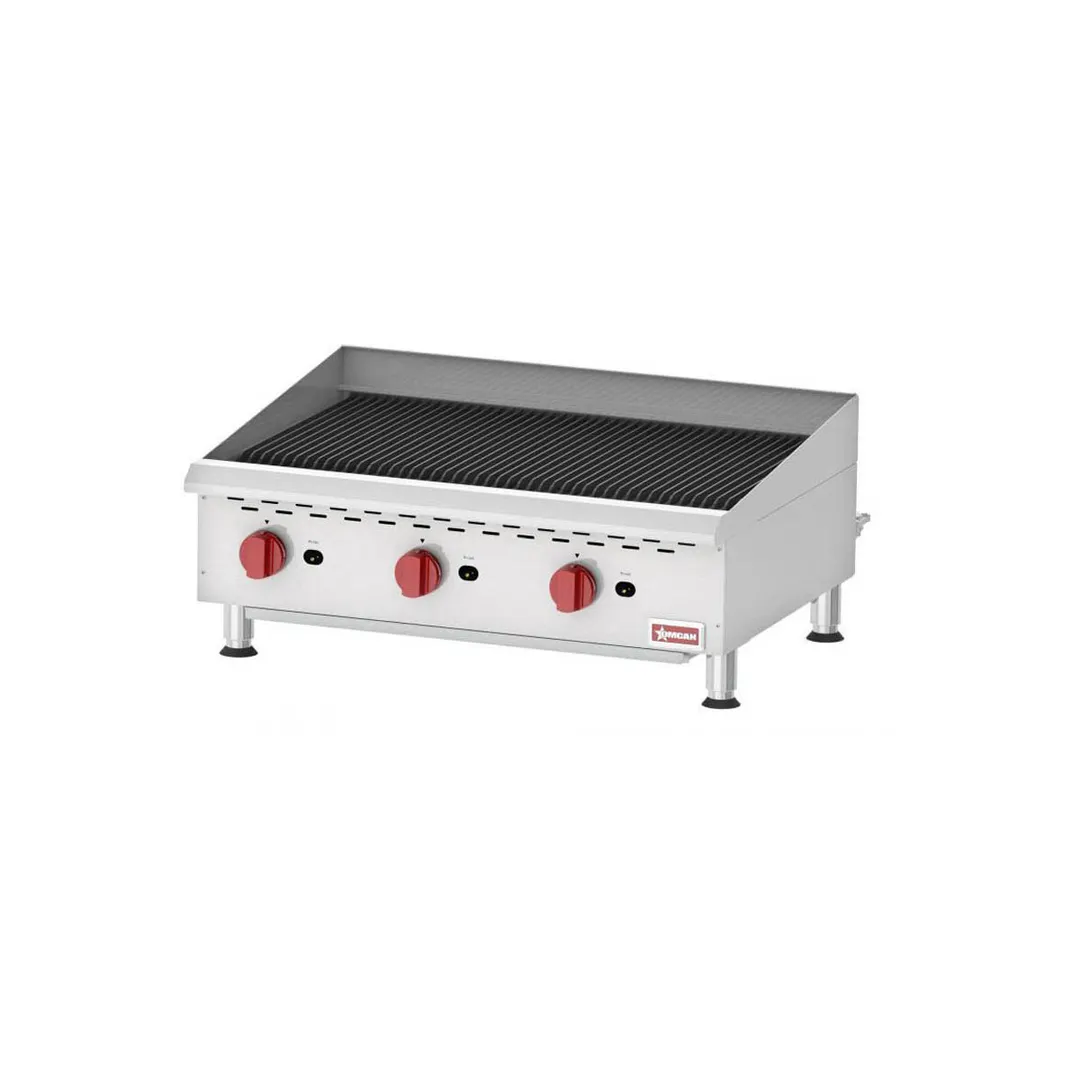 Omcan USA 43728 36" Countertop Gas Radiant Charbroiler w/ (3) Burners, 120.000 BTU