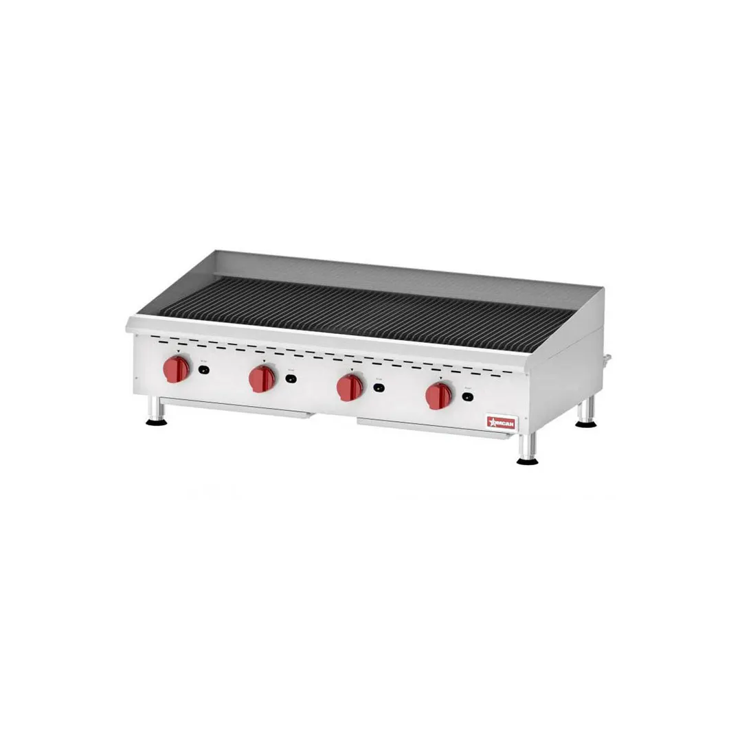Omcan USA 43729 48" Countertop Gas Radiant Charbroiler w/ (4) Burners, 160.000 BTU