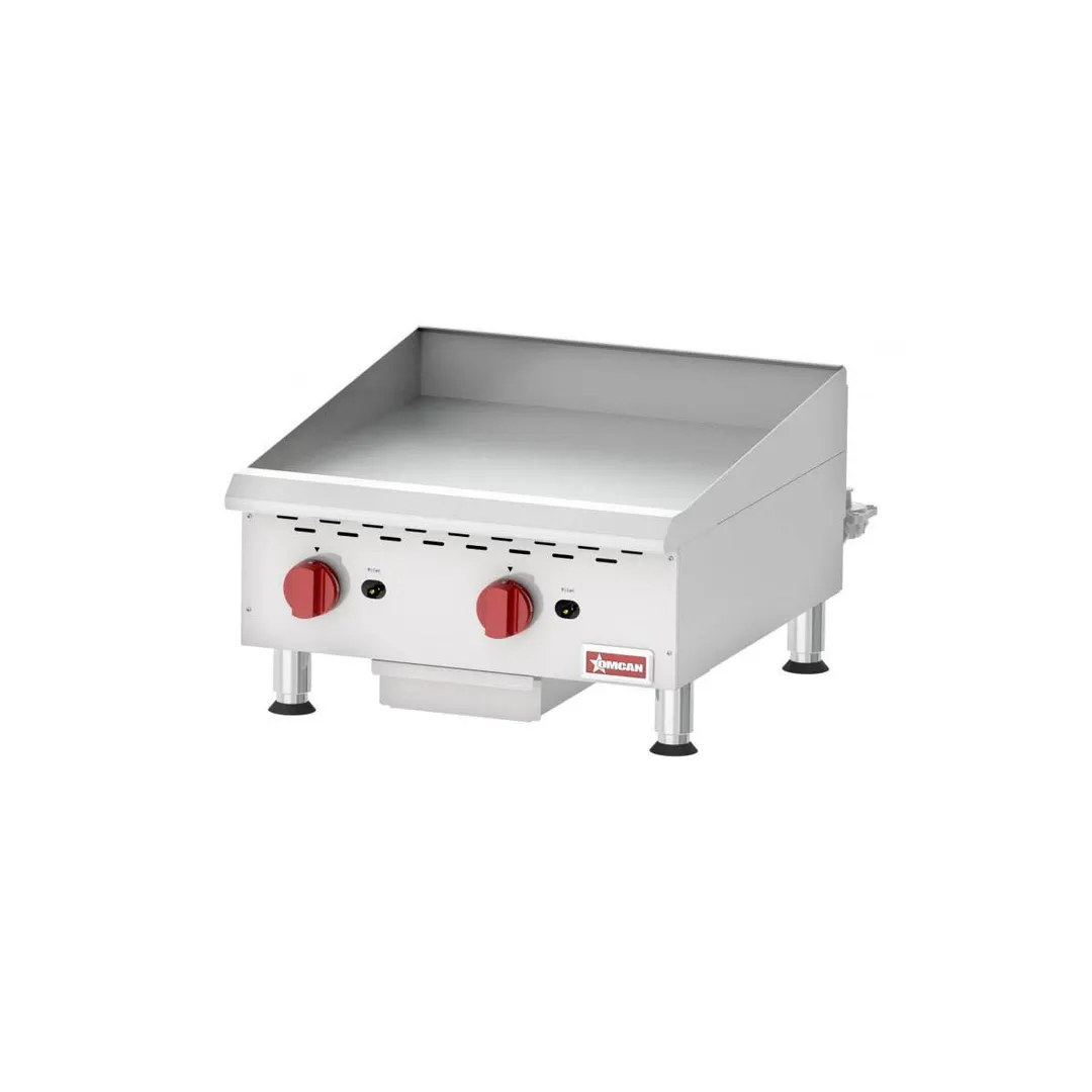 Omcan USA 43730 24" Countertop Manual Gas Griddle, 3/4" Steel Plate, 60.000 BTU