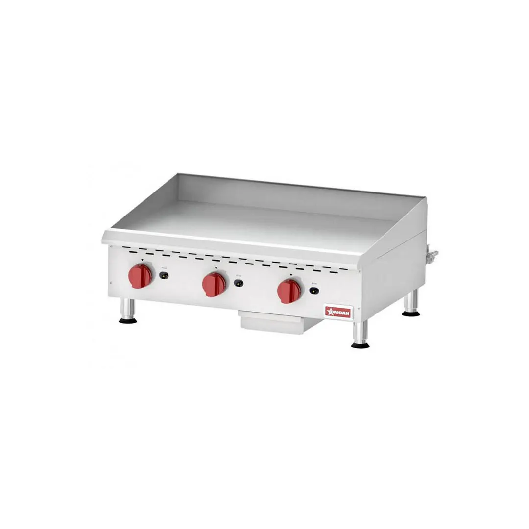 Omcan USA 43731 36" Countertop Manual Gas Griddle, 3/4" Steel Plate, 90.000 BTU