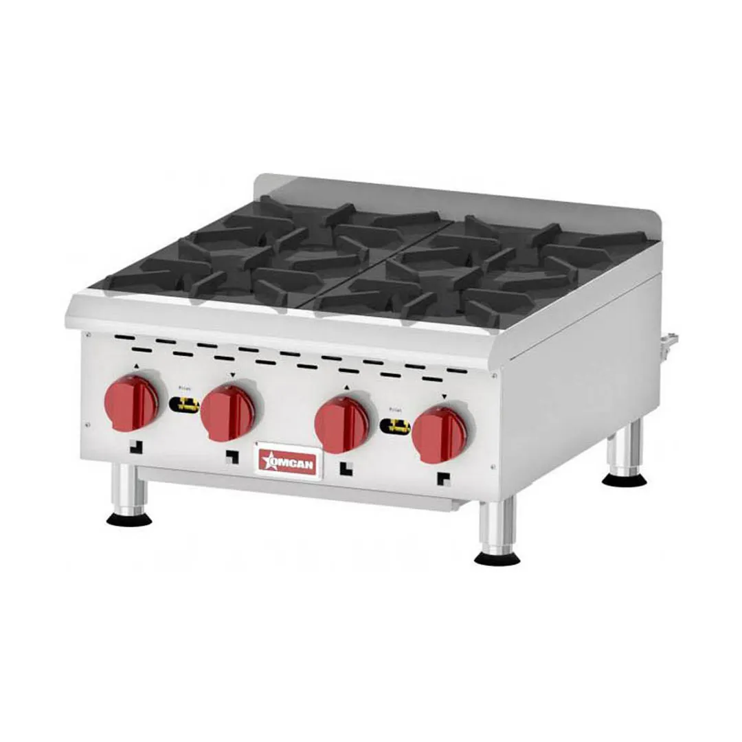 Omcan USA 43734 24" Countertop Gas Hotplate with (4) Burners, Manual Controls, 88.000 BTU