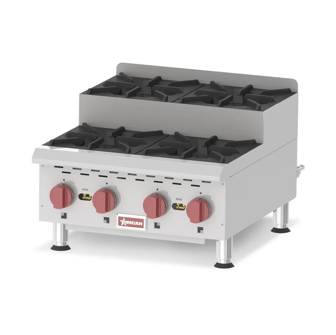 Omcan USA 44199 27" Countertop Step-Up Gas Hotplate with (2) Burners, Manual Controls, 120.000 BTU