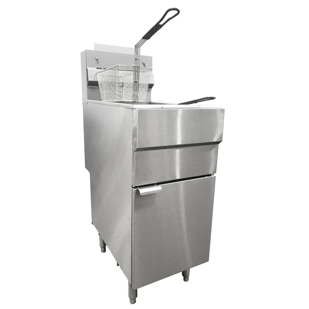 Omcan USA 44225 Full Pot Floor Model Natural Gas Fryer, 35-40 lbs, 90.000 BTU