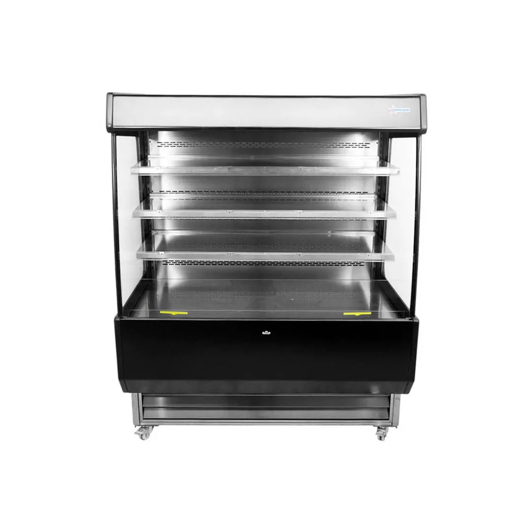 Omcan USA 44377 51" Vertical Open Air Merhandiser in Black, Self-Contained, 4 Shelves, 27.2 cu ft.