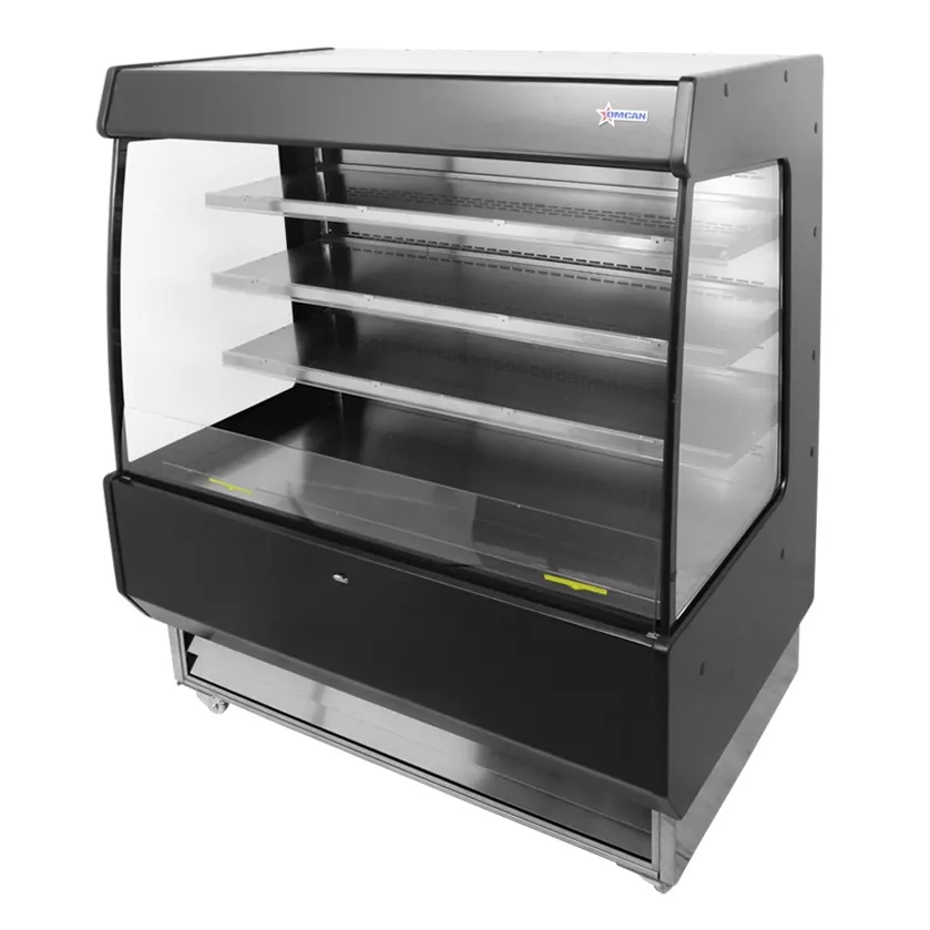 Omcan USA 44377 51" Vertical Open Air Merhandiser in Black, Self-Contained, 4 Shelves, 27.2 cu ft.