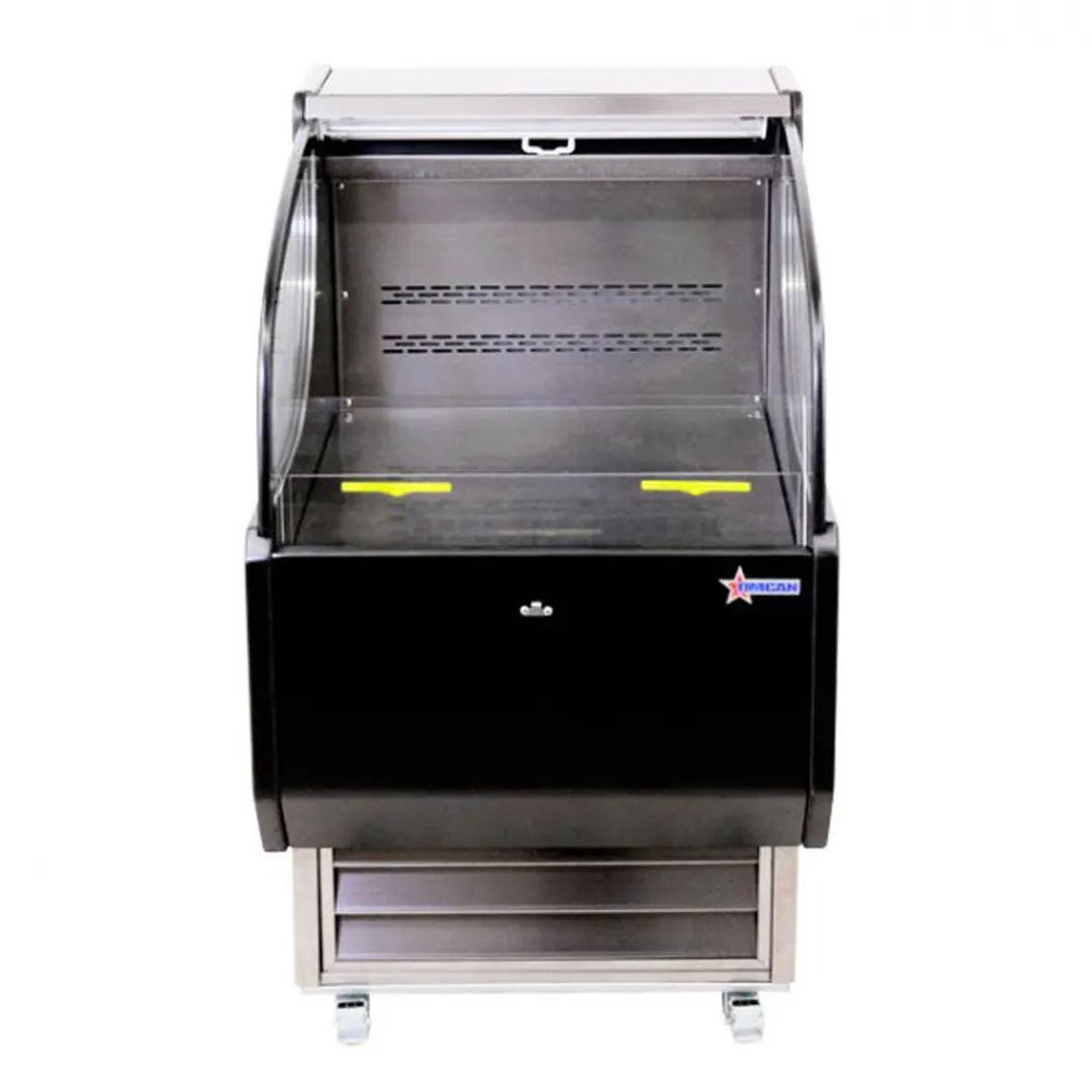 Omcan USA 44379 26" Self-Serve Refrigerated Display Case in Black, Deck Only, Open Curved, 6.6 cu. ft.