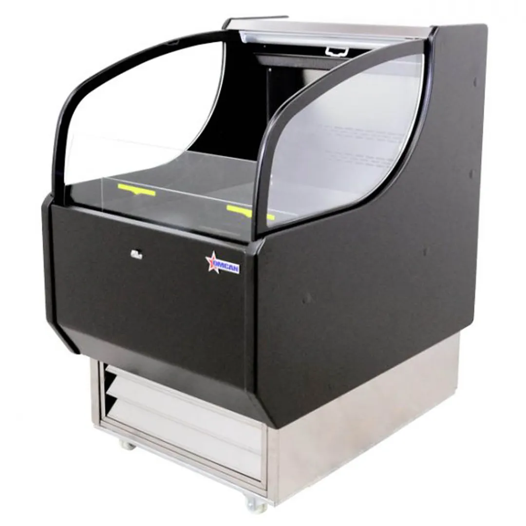 Omcan USA 44379 26" Self-Serve Refrigerated Display Case in Black, Deck Only, Open Curved, 6.6 cu. ft.