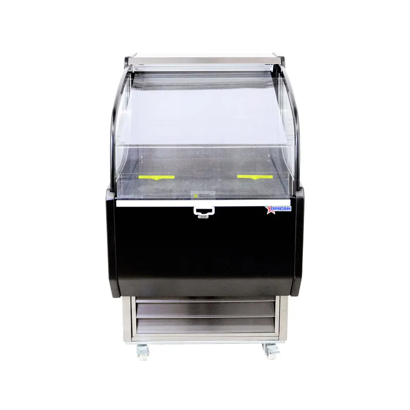 Omcan USA 44379 26" Self-Serve Refrigerated Display Case in Black, Deck Only, Open Curved, 6.6 cu. ft.