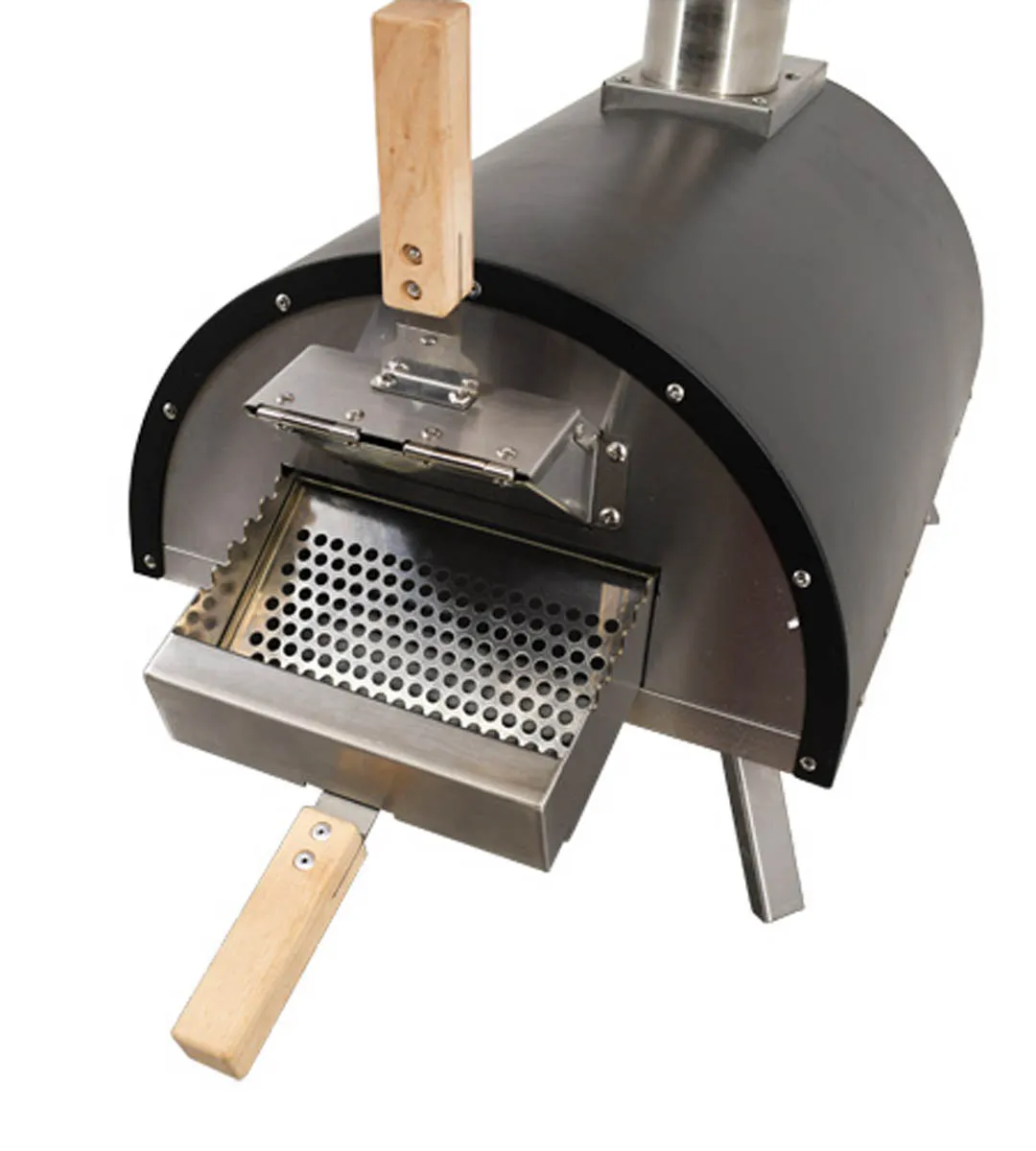 Omcan USA 44432 Wood / Coal / Gas Fired Pizza Oven w/ Black Cover, Steel Construction