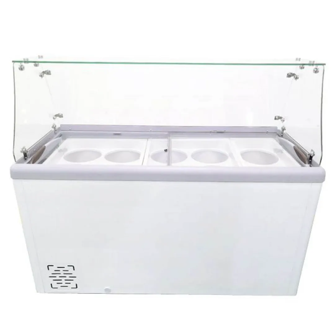 Omcan USA 44589 (FR-CN-0460-S) 60" Ice Cream Dipping Cabinet w/ Sneeze Guard
