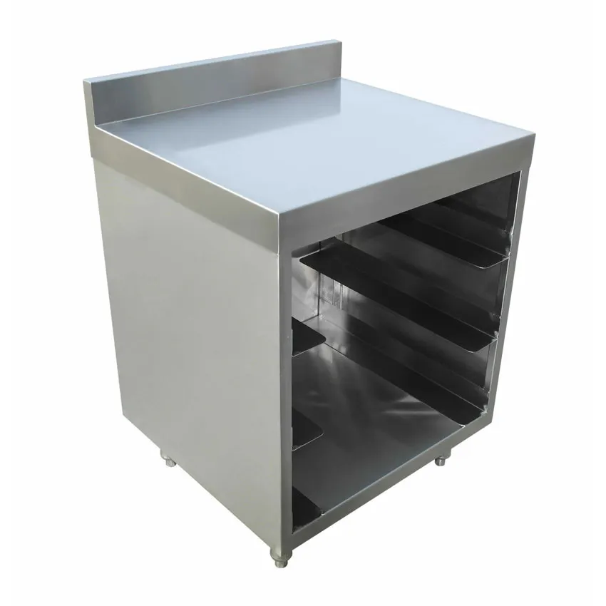Omcan USA 44595 24" Underbar Glass Rack Storage Unit w/ Flatboard Top, Open Front Base